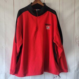 Nebraska Huskers Football Men’s 2XL Fleece ¼ Zip Pullover, Red, College Football